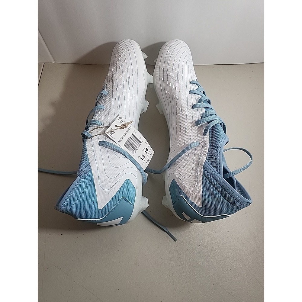 Adidas Predator Accuracy.3 FG White Blue Soccer Cleats FZ6281, Men's Size 13 - Picture 4 of 9